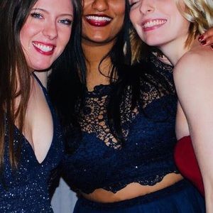 Two Piece Royal Blue Dress